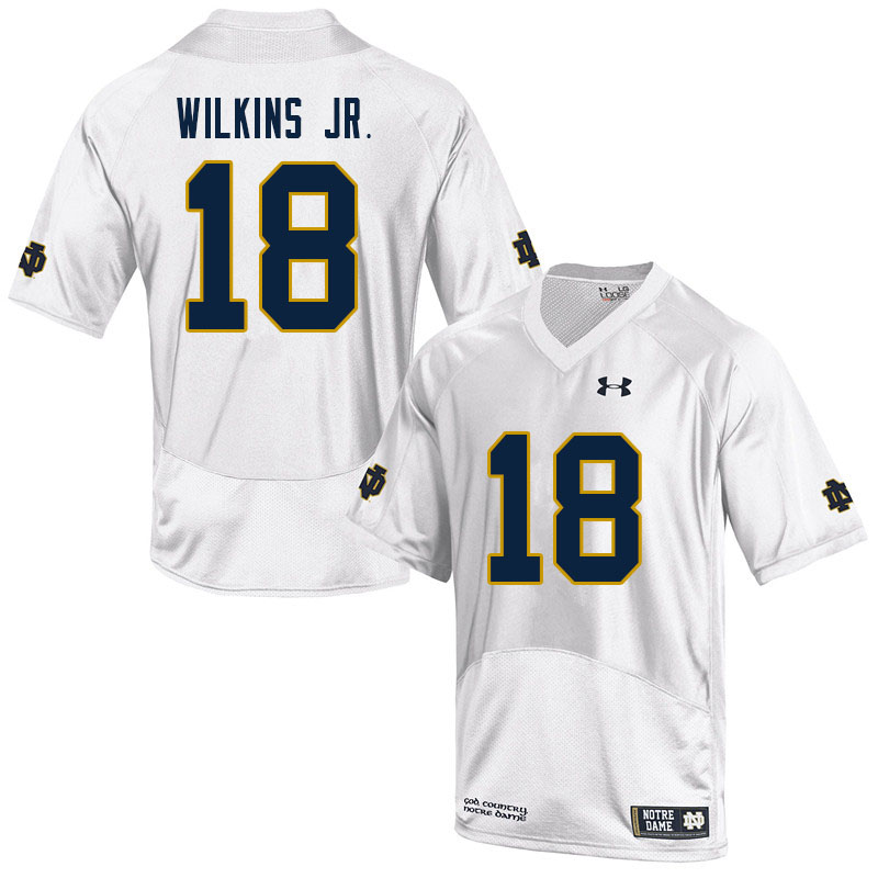 Men #18 Joe Wilkins Jr. Notre Dame Fighting Irish College Football Jerseys Sale-White - Click Image to Close